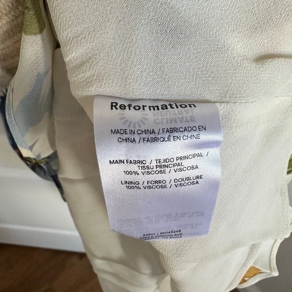 NEW Reformation Irisa Midi Dress in Botanist Cream Blue Green Floral | sz 2 - Picture 9 of 11